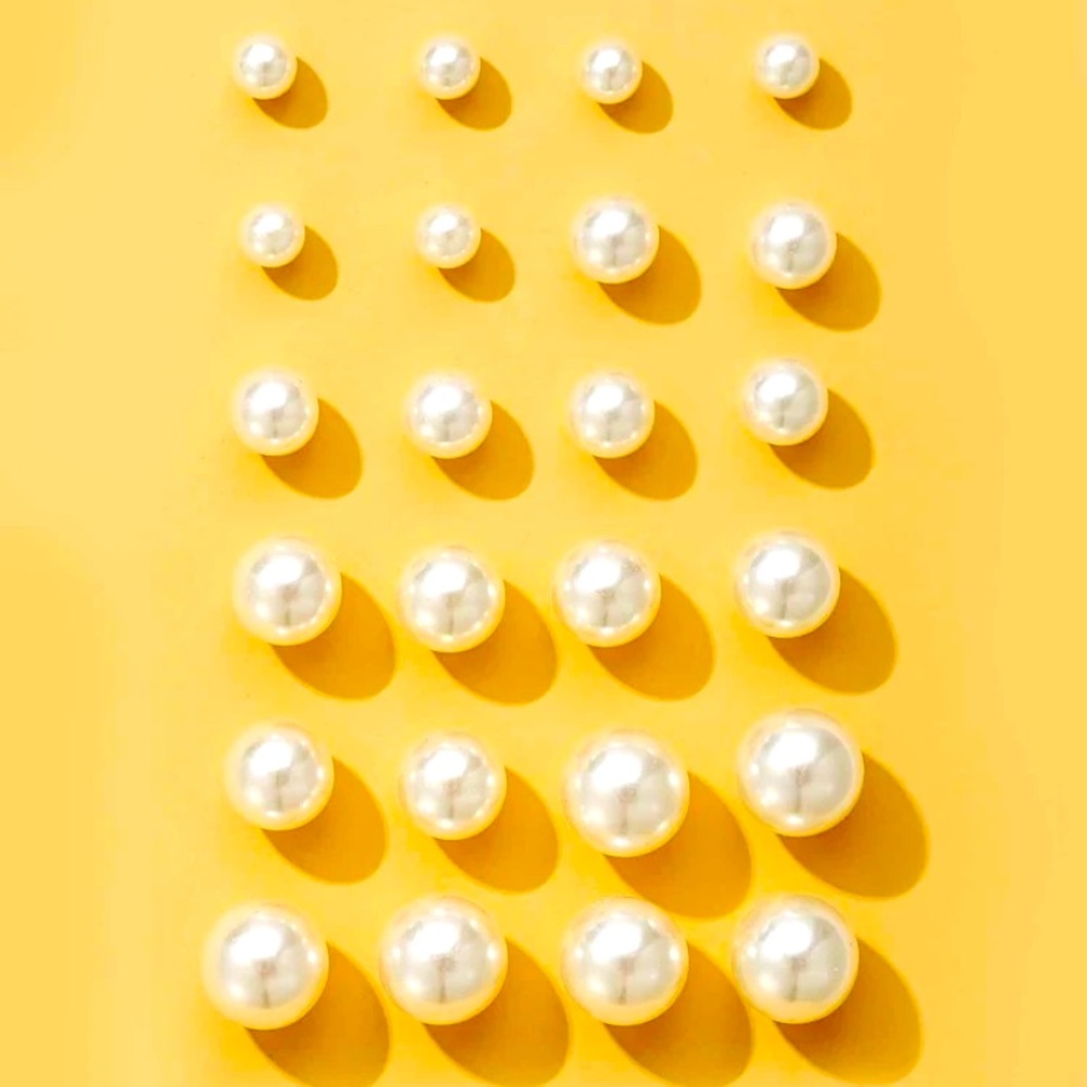 12 pairs faux pearl stud earrings